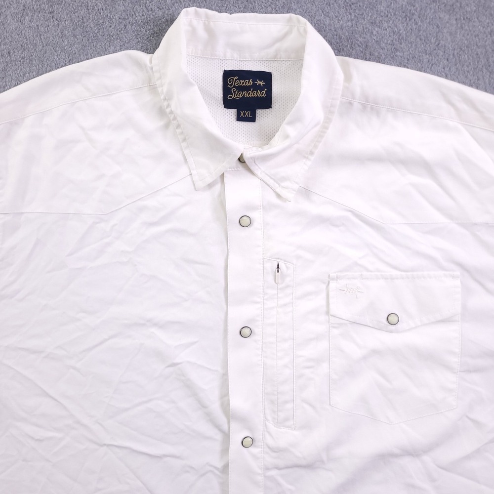 Texas Standard Shirt Mens 2XL White Western Field Pearl Snap Vent Short Sleeve